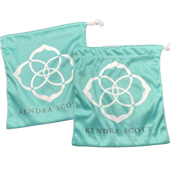 Lot of (2) Kendra Scott Jewelry turquoise Drawstring Bag Cloth Dust Polisher - Picture 6 of 6